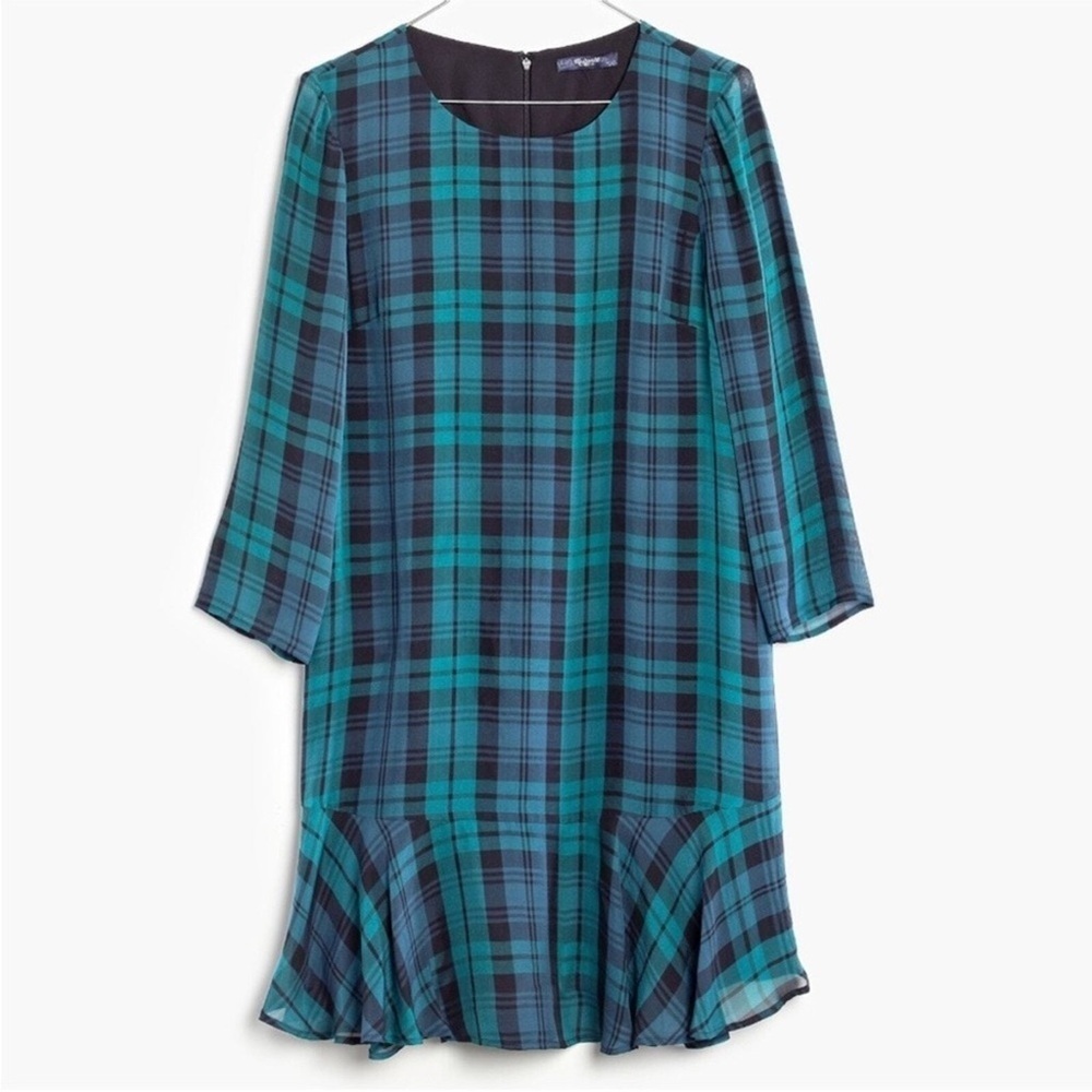 Madewell Larkin Plaid Holiday Christmas Ruffle Dress Size 8